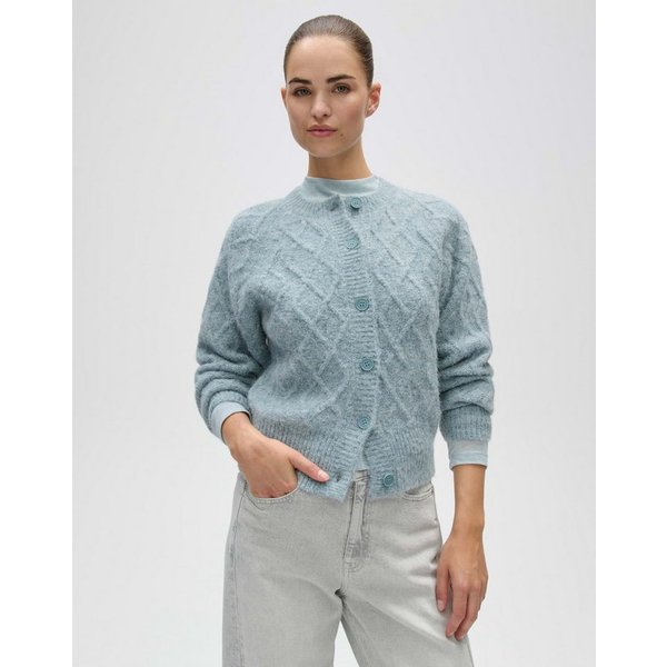 OPUS Strickjacke Dable aus Strick mit Zopfstruktur Verkürzte, schmale Silhouette mit weichem Zopfstrick