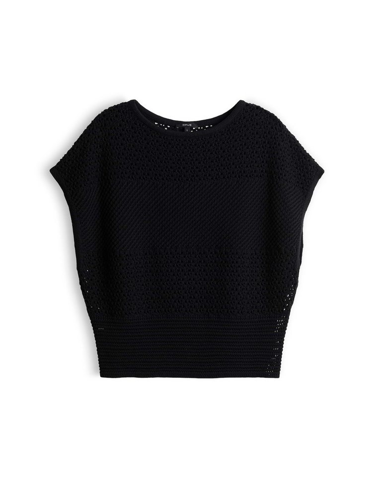 OPUS Strickpullover mit Lochstrickmuster Boxy Stricktop aus Baumwolle Formstabiler Look mit modernem Charakter – Bild 2 von 5