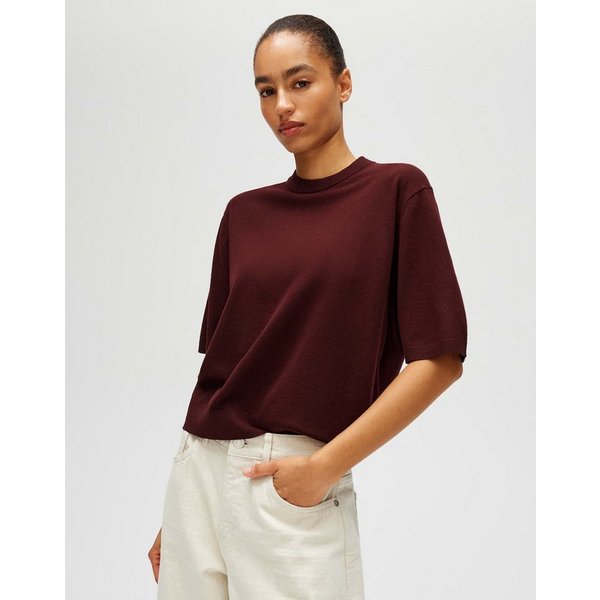 OPUS Strickpullover Pimsi aus feinem Strick Gerader Schnitt mit fließendem Fall und kurzen Ärmeln