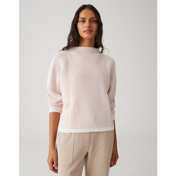 OPUS Strickpullover POZOLI mit dynamischen Streifenstrick Lockere Passform, schmal zulaufend, langer Fledermausärmel