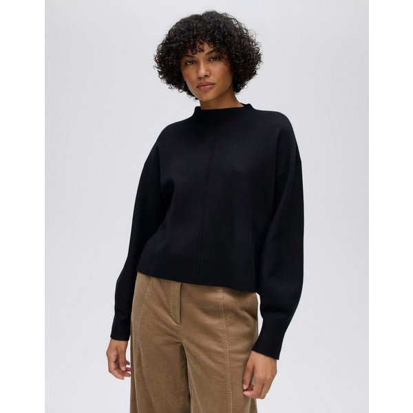 OPUS Strickpullover Punus aus weichem Strick Verkürzte Silhouette mit Ballonärmeln und Seitenschlitzen