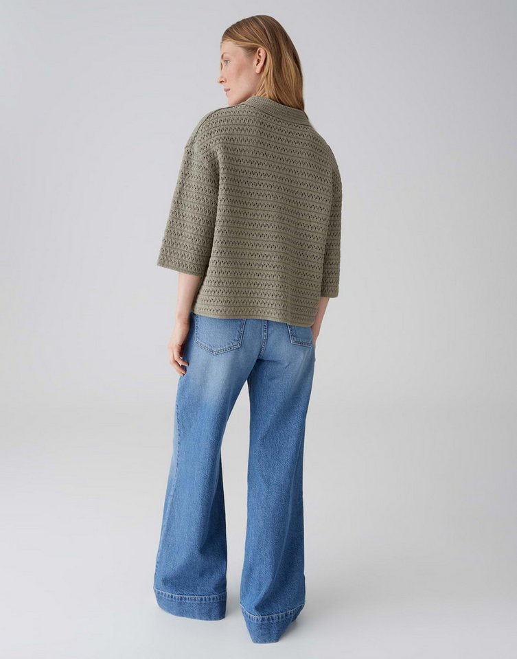 OPUS Sweatshirt Sweatshirt aus Sweatware mit Häkeloptik Lockerer Schnitt, Polokragen, verkürzte Länge – Bild 3 von 5