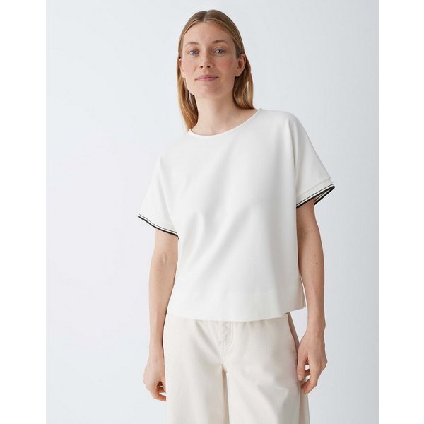 OPUS Sweatshirt Boxy Sweatshirt mit sportlichem Kontrastbündchen Kleine Seitenschlitze, weicher Griff für bequemen Sitz