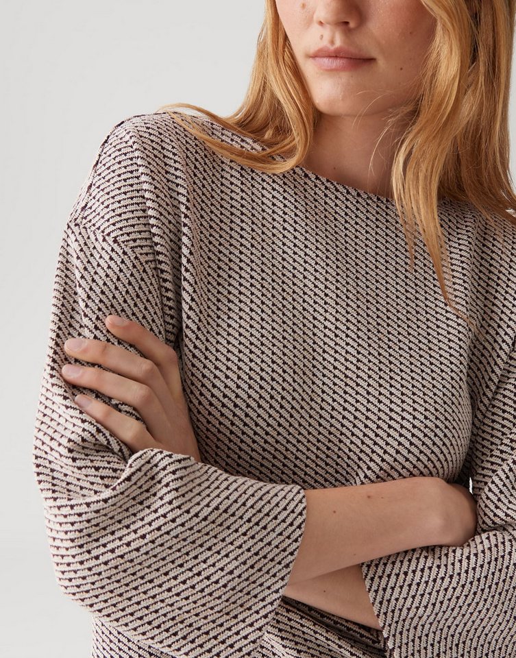 OPUS Sweatshirt GOMAN mit graphischem Muster schmal zulaufend, langer Fledermausärmel – Bild 4 von 5