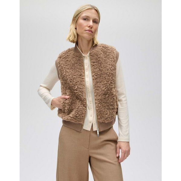OPUS Sweatweste Gaste aus Teddyfell mit Blousonkragen Verkürzte, gerade Silhouette aus flauschigem Teddyfell