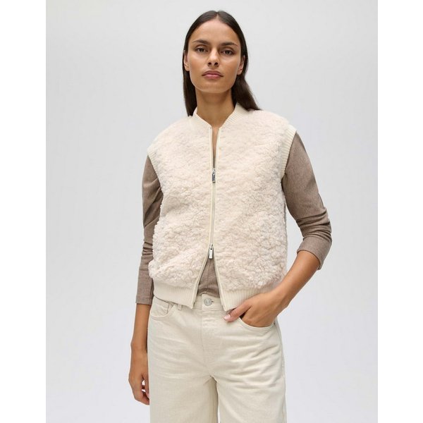 OPUS Sweatweste Gaste aus Teddyfell mit Blousonkragen Verkürzte, gerade Silhouette aus flauschigem Teddyfell
