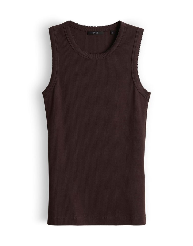 OPUS Tanktop Tanktop mit femininer Spitzenborte Schmale Passform, bogenförmige Spitzenborte als Detail – Bild 2 von 5