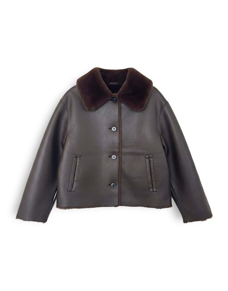 OPUS Winterjacke Hafellda aus glatter Lederoptik Gerader Schnitt mit Umlegekragen und zwei Tragevarianten – Bild 2 von 5