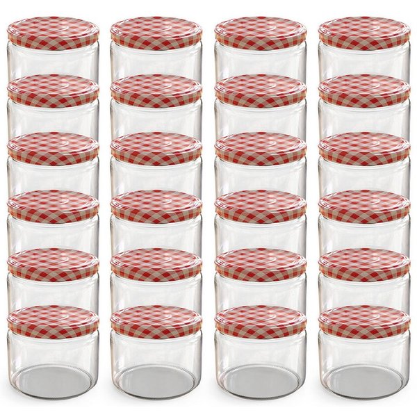 Oputec Einmachglas 24x 282 ml Einmachgläser mit Schraubdeckel TO 82 rot Marmeladengläser, Glas / Metall
