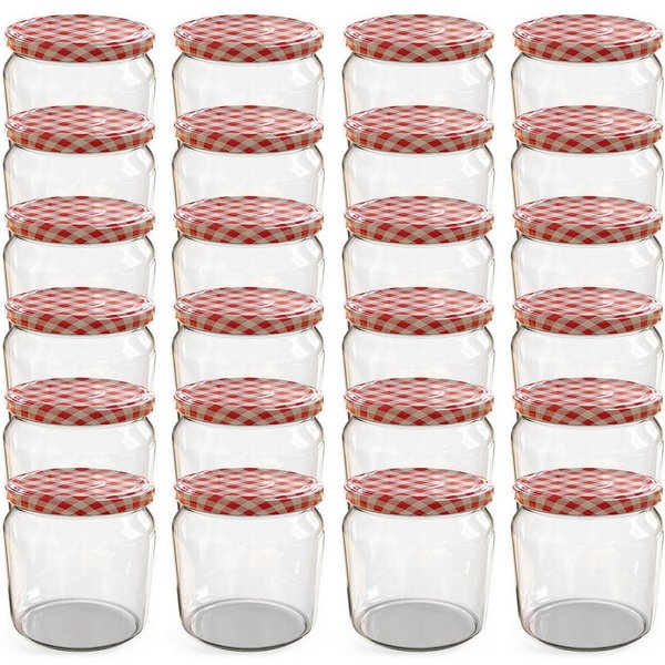 Oputec Einmachglas 24x 360 ml Einmachgläser mit Schraubdeckel TO 82 rot Marmeladengläser, Glas / Metall