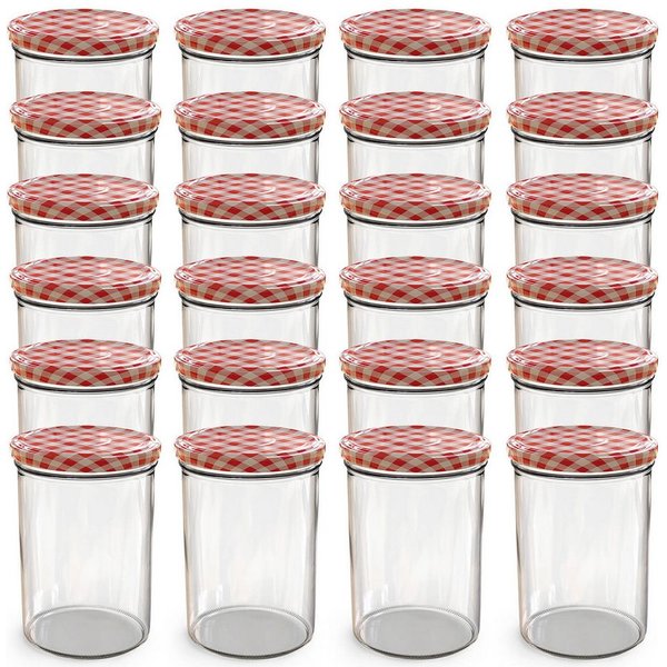 Oputec Einmachglas 24x 440 ml Einmachgläser mit Schraubdeckel TO 82 rot Marmeladengläser, Glas / Metall