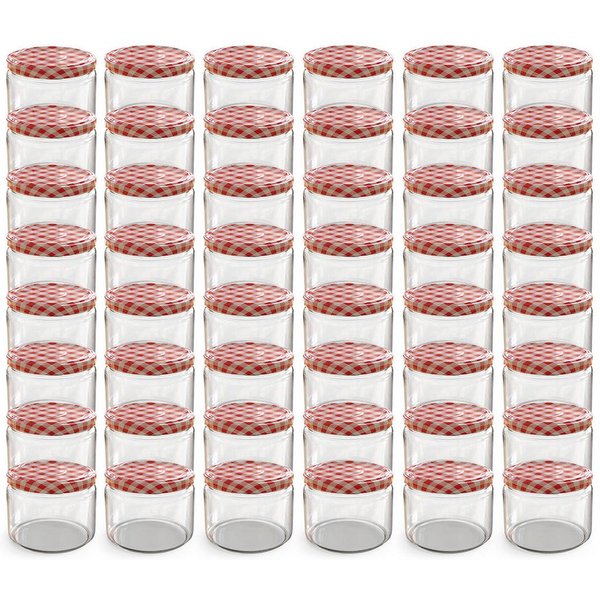 Oputec Einmachglas 48x 282 ml Einmachgläser mit Schraubdeckel TO 82 rot Marmeladengläser, Glas / Metall