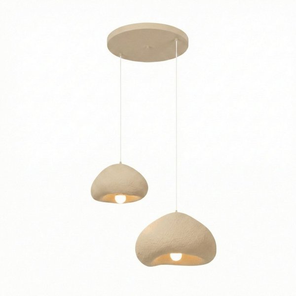 Opviq Kronleuchter, ohne Leuchtmittel, beige aus Metall mit Fiberglas-Schirm, E27