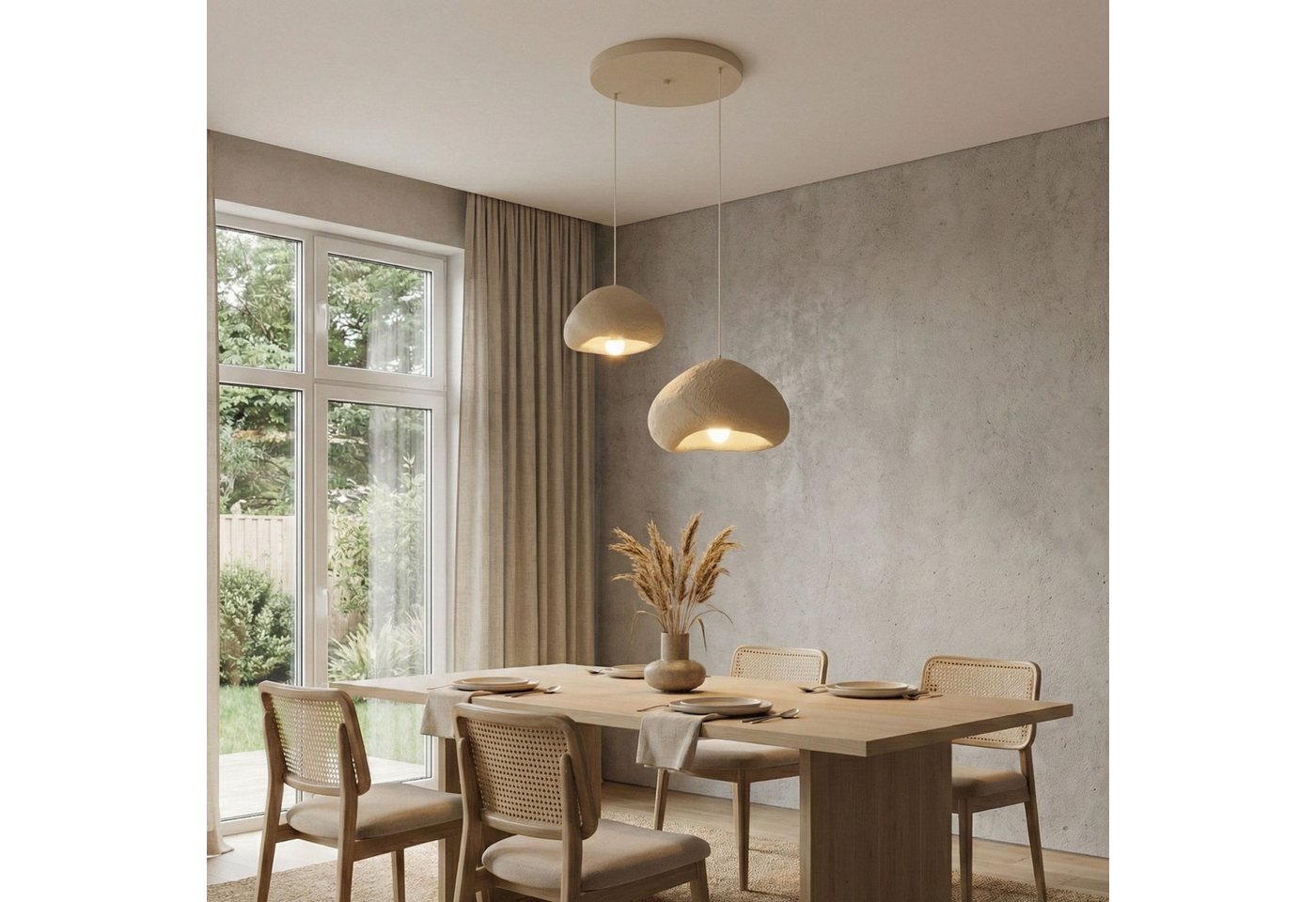 Opviq Kronleuchter, ohne Leuchtmittel, beige aus Metall mit Fiberglas-Schirm, E27 – Bild 2 von 5