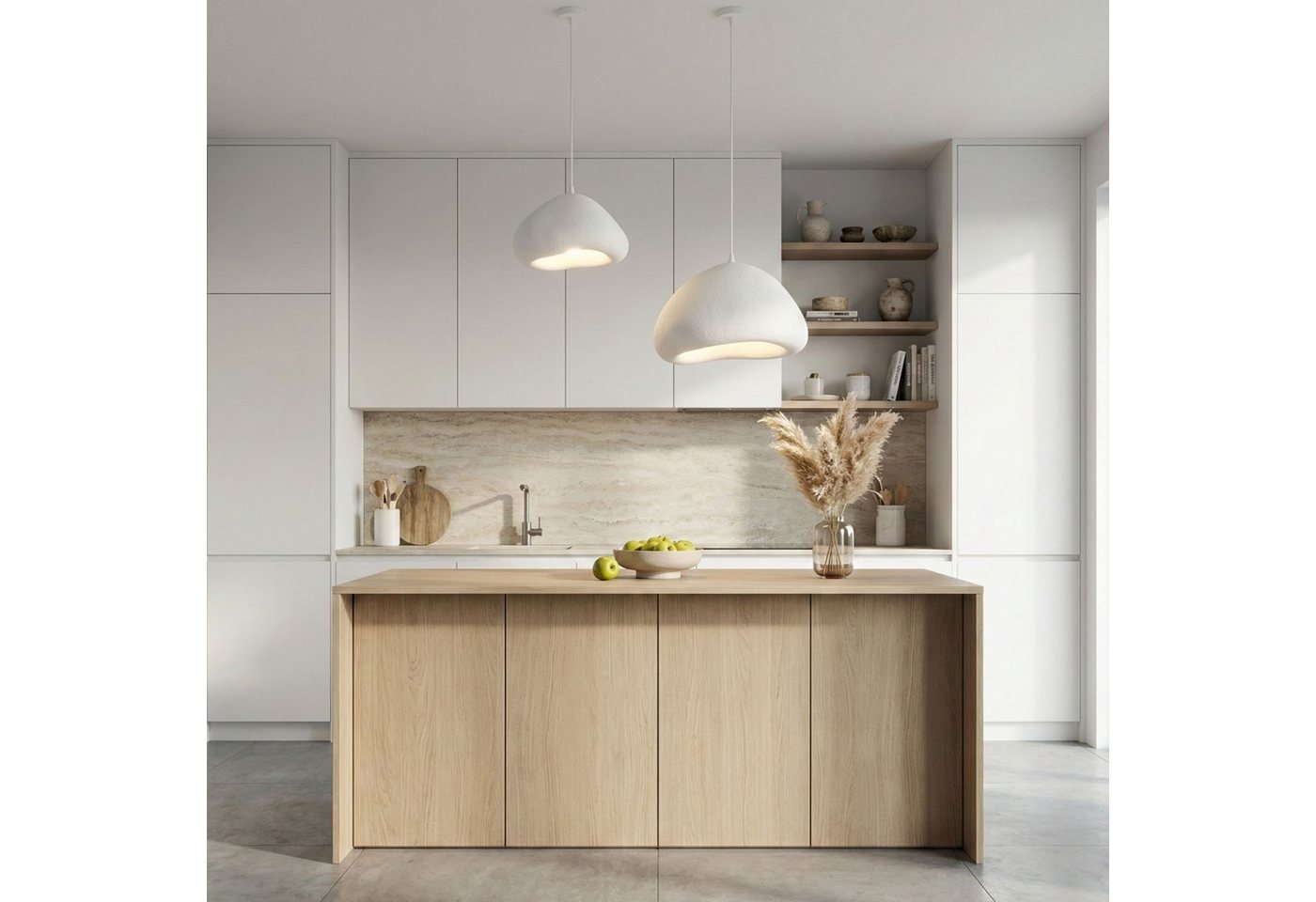 Opviq Kronleuchter Design Leuchte, Verstellbare Höhe 50-115, Abhängig vom Leuchtmittel, Design Pendelleuchte Weiß – Fiberglas-– 1-, 2- oder 3-flammig wählbar – Bild 4 von 5
