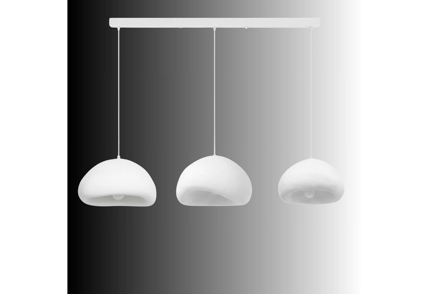 Opviq Pendelleuchte Loval- 2 oder 3 flammmig, höhenverstellbar, boho deco, ohne Leuchtmittel, Mehrflammige Hängelampe, Fiberglas-Schirme – Bild 5 von 5