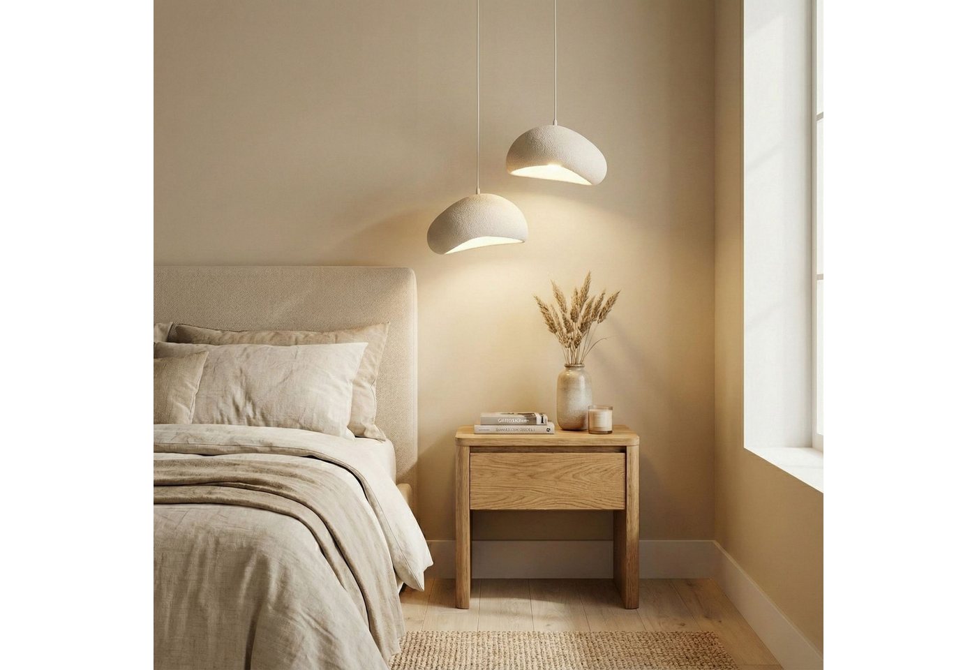 Opviq Pendelleuchte Loval, höhenverstellbar, boho deco, ohne Leuchtmittel, Fiberglas-Schirme,Hängelampe E27,Essplatzbeleuchtung – Bild 2 von 5