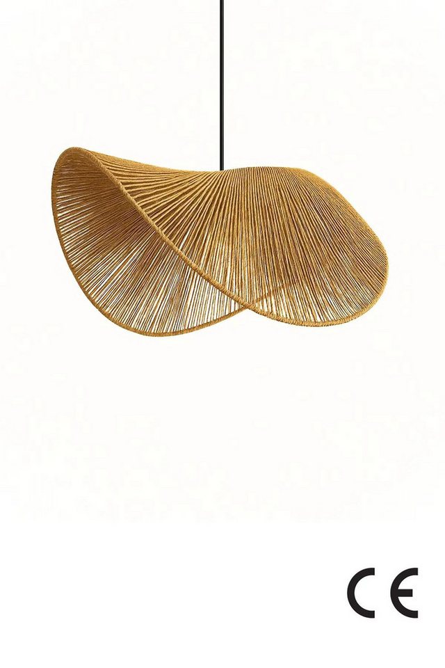 Opviq Pendelleuchte "Mustard", Verstellbare Höhe, ohne Leuchtmittel, e27, LED-Leuchtmittel geeignet, Angesagte Raffia-Optik – Bild 5 von 5