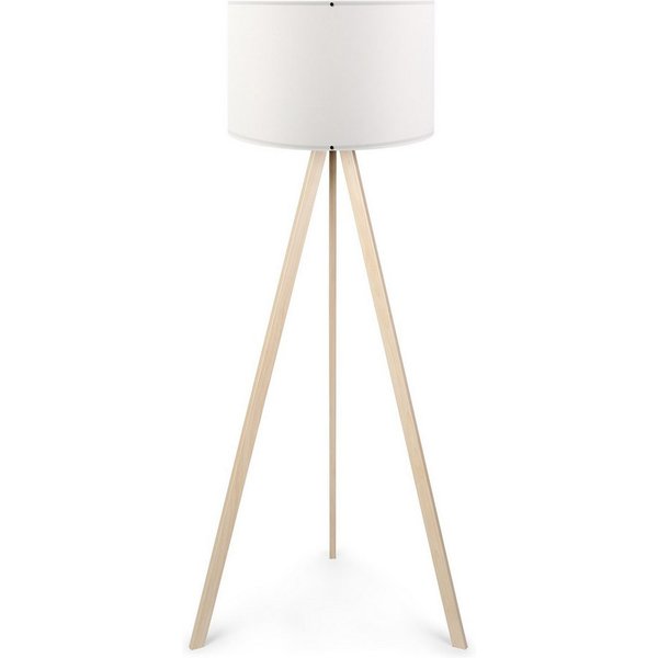 Opviq Stehlampe 38 x 140 cm, Stehlampe, 70% MDF / 30% PVC, Leuchtmittel austauschbar, ohne Leuchtmittel, Skandinavisches Eiche-Optik Weißer Stoffschirm Kabel mi