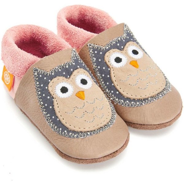 Orangenkinder® Eulalia die Eule Baby Krabbelschuh pflanzlich gegerbtes Leder, Made in Germany, Atmungsaktiv