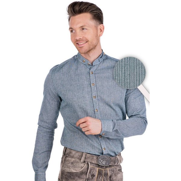 Orbis Textil GmbH & Co. KG Trachtenhemd Trachtenhemd - WENDELIN - kornblau light, trachtenhellgrün
