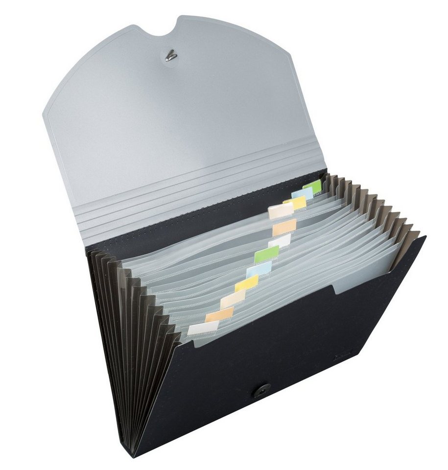 Idena Organisationsmappe Idena 10078 - Fächermappe DIN A4, PP, 12 Fächer, grau/schwarz, 1 Stück – Bild 2 von 3