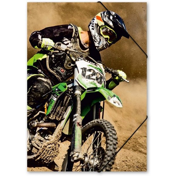 itenga Organisationsmappe ITENGA Gummizugmappe Sammelmappe A4 Karton Motiv Motocross