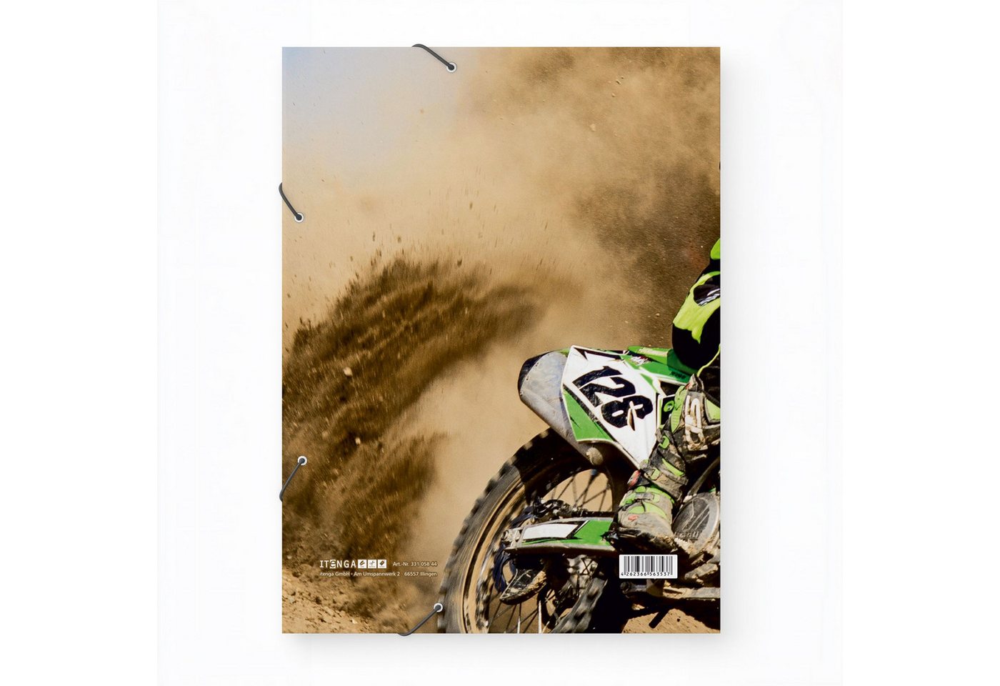 itenga Organisationsmappe ITENGA Gummizugmappe Sammelmappe A4 Karton Motiv Motocross – Bild 3 von 3