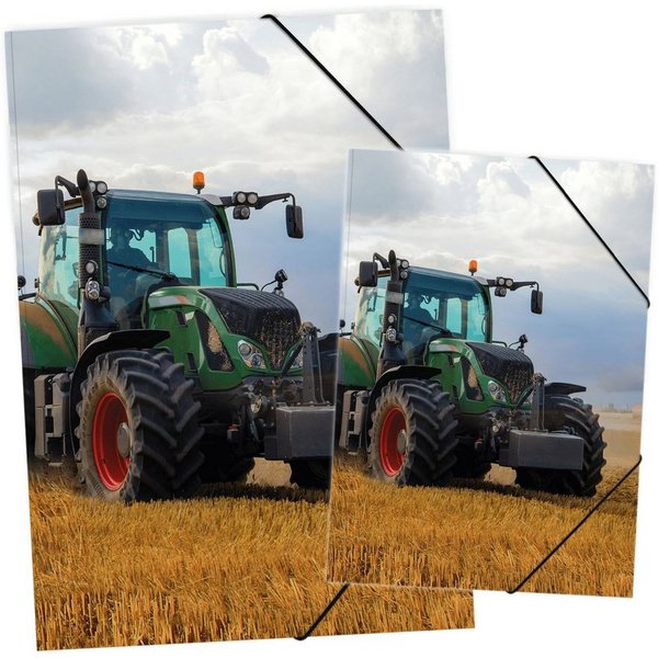itenga Organisationsmappe itenga Gummizugmappe Zeichenmappe A4 und A3 Motiv Traktor auf dem Feld