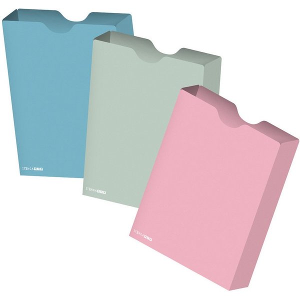 itenga Organisationsmappe itenga Heftbox 3er Set DIN A4 Hochformat aus PP Pastell rosa Eukalyptu