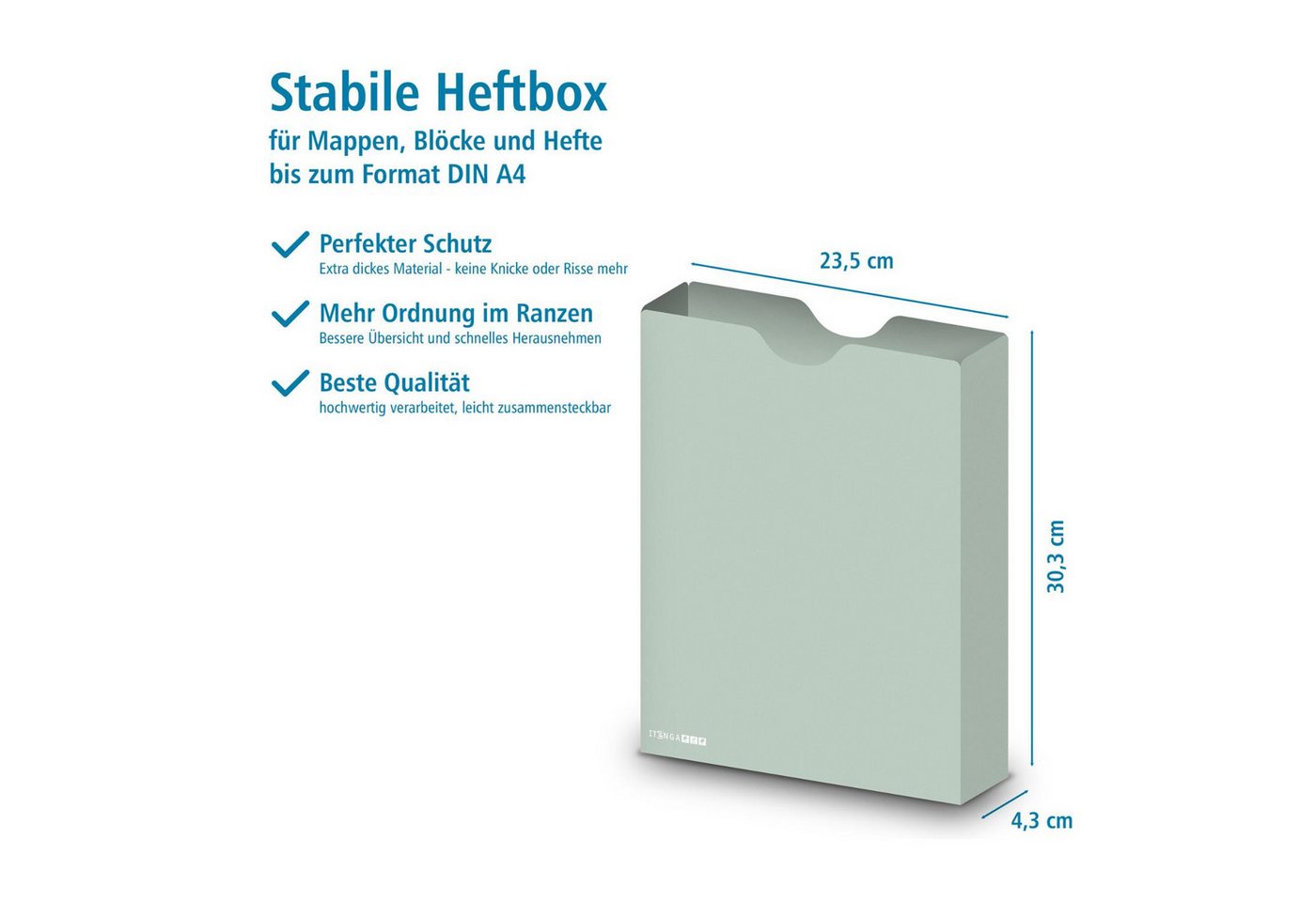 itenga Organisationsmappe itenga Heftbox 3er Set DIN A4 Hochformat aus PP Pastell rosa Eukalyptu – Bild 2 von 3