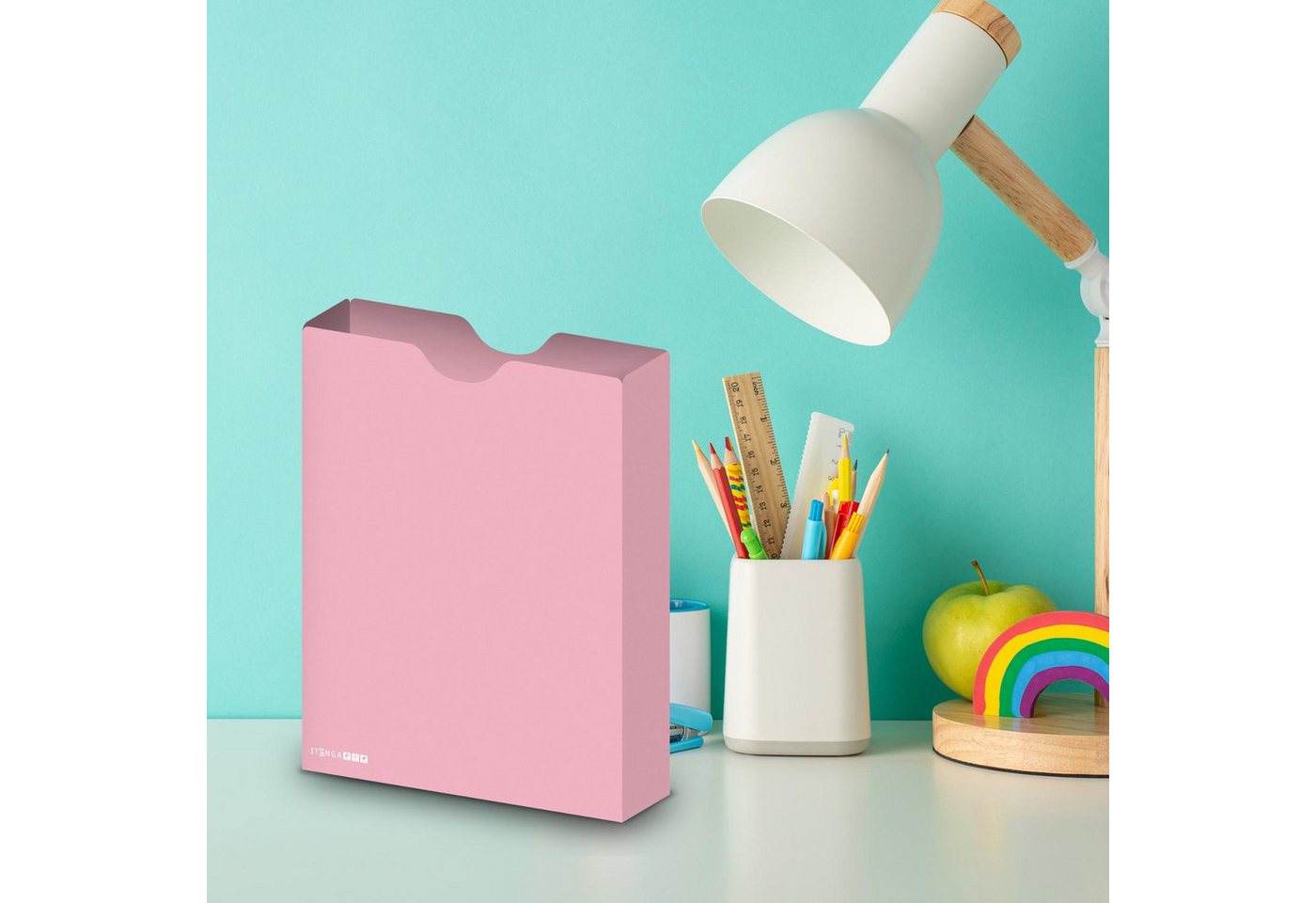 itenga Organisationsmappe itenga Heftbox 3er Set DIN A4 Hochformat aus PP Pastell rosa Eukalyptu – Bild 3 von 3
