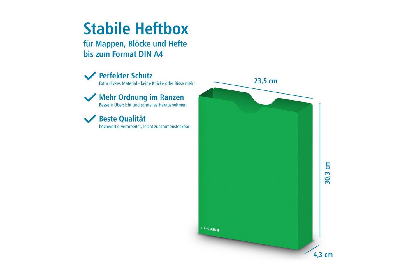 itenga Organisationsmappe itenga Heftbox DIN A4 Hochformat aus PP grün – Bild 2 von 3