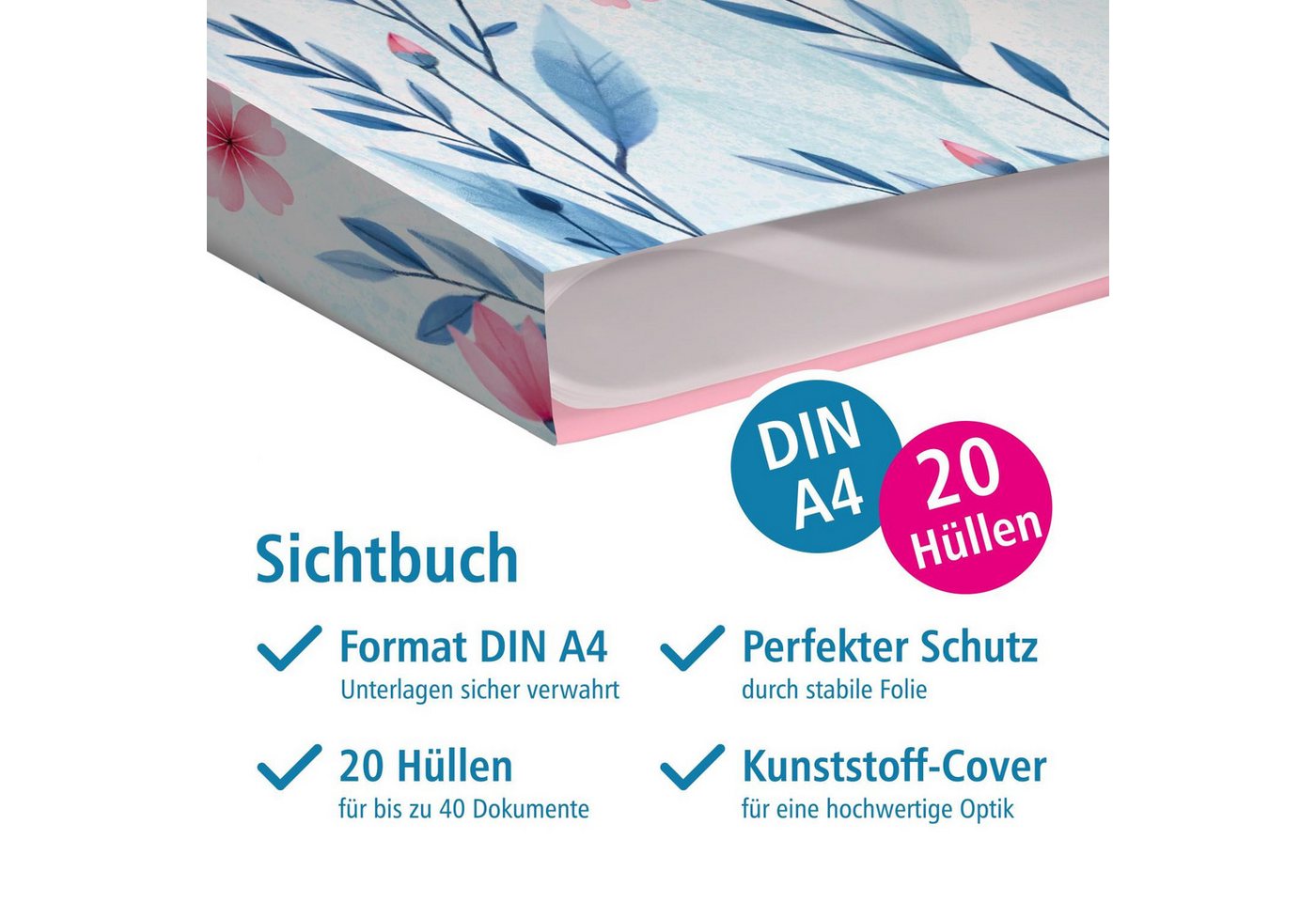 itenga Organisationsmappe itenga Zeugnismappe A4 Kunststoff Sichtbuch Motiv Schmetterling ELARA – Bild 3 von 3