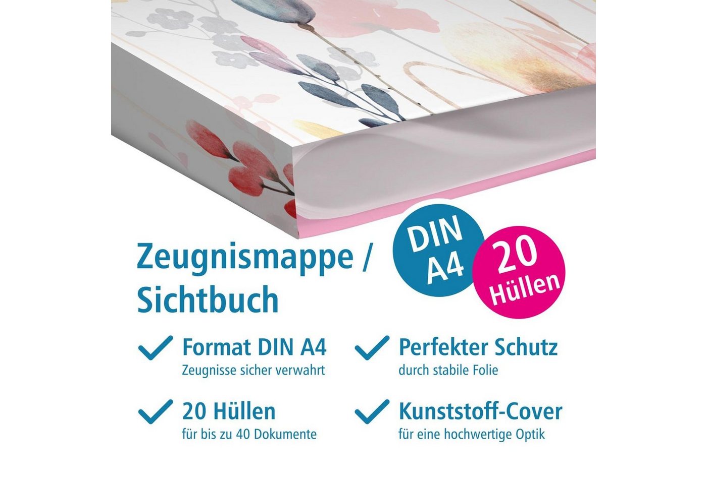 itenga Organisationsmappe itenga Zeugnismappe A4 Kunststoff Sichtbuch Motiv Schmetterling – Bild 3 von 3