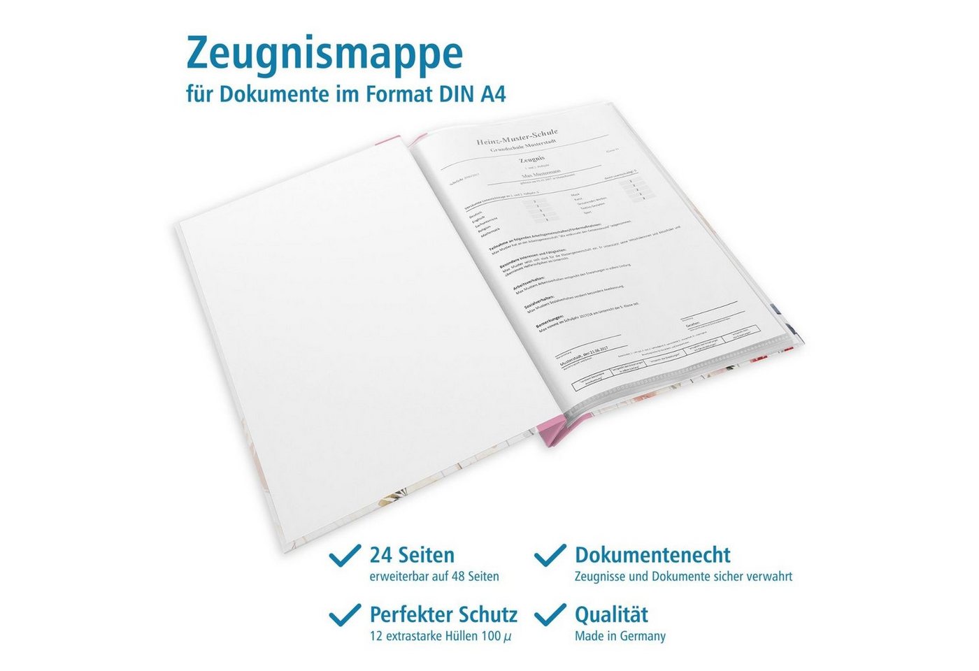 itenga Organisationsmappe itenga Zeugnismappe A4 mit Schraubverschluss Motiv Schmetterling – Bild 4 von 4