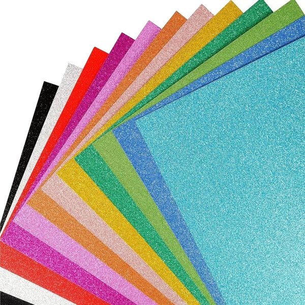 Organizabel Bastelkartonpapier 50 Blatt buntes Glitzerpapier DIN A4, 250 g/m², zum Basteln, Glitzerstruktur