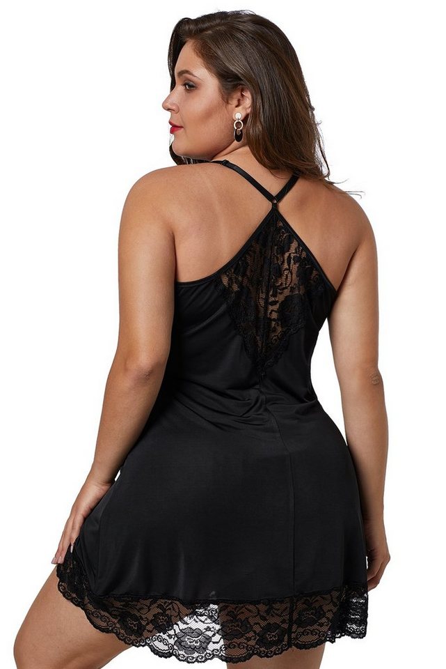 Organza Lingerie Negligé (Negligé + String) Plus Size mit toller Passform und Spitzendetails, sexy Dessous – Bild 3 von 5