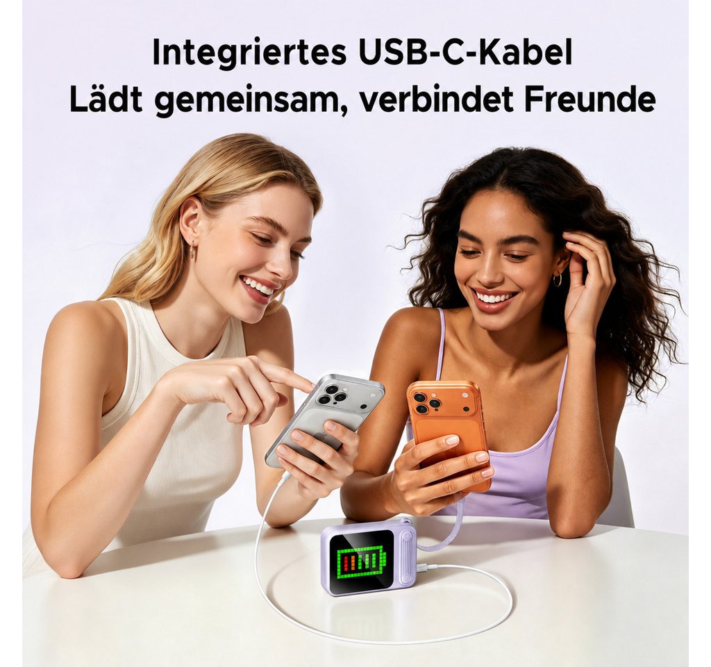 ORICO PixCharge Plus Powerbank 10000mAh mit 22,5W Schnellladung, Powerbank 256-LED Pixel Display & App-Steuerung, integriertem USB-C Kabel 10000 mAh (5V / 9V /  – Bild 5 von 5