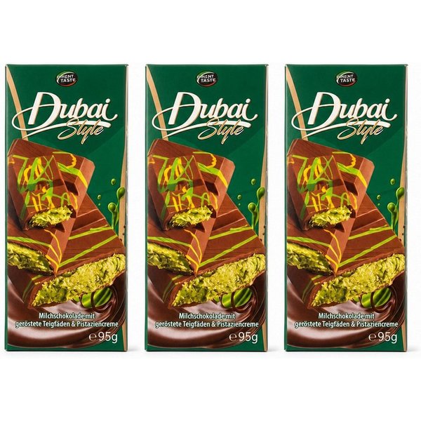 Orient Schokolade, 3 x 95 g, Dubai Style Pistazien-Schokolade