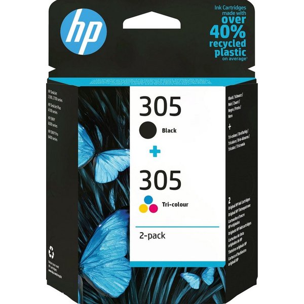 HP HP original Druckerpatrone 305 Kombi B/C/M/Y 6ZD17AE Nachfülltinte (für HP, Packung, 2x, Instant Ink, Cyan/Magenta/Gelb/Schwarz)