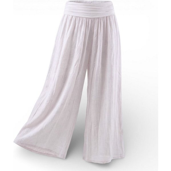 OriginalYou Haremshose Damen Flatterhose Baumwolle Sommerhose Leinen Optik Culotte Volant Middle Waist