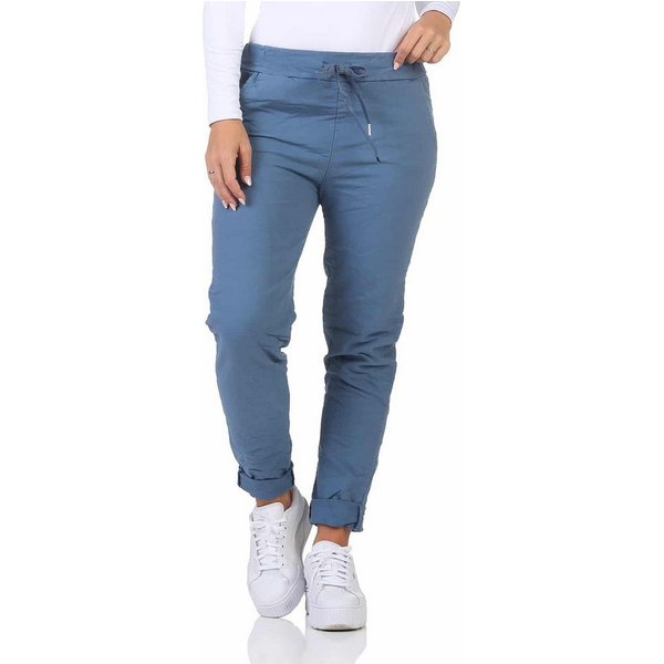 OriginalYou Schlupfhose Damen Freizeithose Winter Cotton mit Stretch bequeme Chino Hose Gummibund & Kordelzug, unifarben