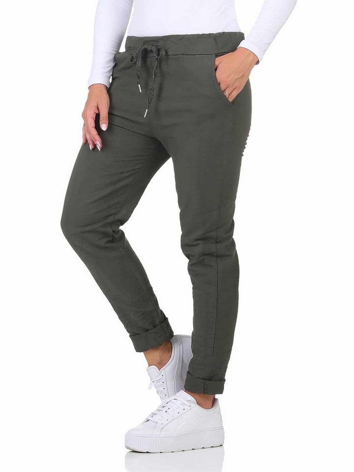 OriginalYou Schlupfhose Damen Freizeithose Winter Cotton mit Stretch bequeme Chino Hose Gummibund & Kordelzug, unifarben – Bild 3 von 5