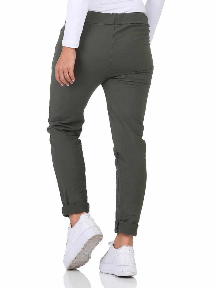OriginalYou Schlupfhose Damen Freizeithose Winter Cotton mit Stretch bequeme Chino Hose Gummibund & Kordelzug, unifarben – Bild 4 von 5