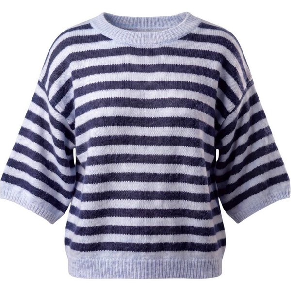 OriginalYou Strickpullover Damen Pullover gestreift Halbarm Strick Woll Sweatshirt Streifen Look, One Size passend für 38 bis 42