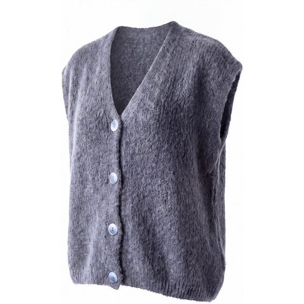 OriginalYou Strickweste Kurzweste Damen Flauschige Oversize-Weste V-Ausschnitt Oversize Look, geeignet für die Größe 38/42