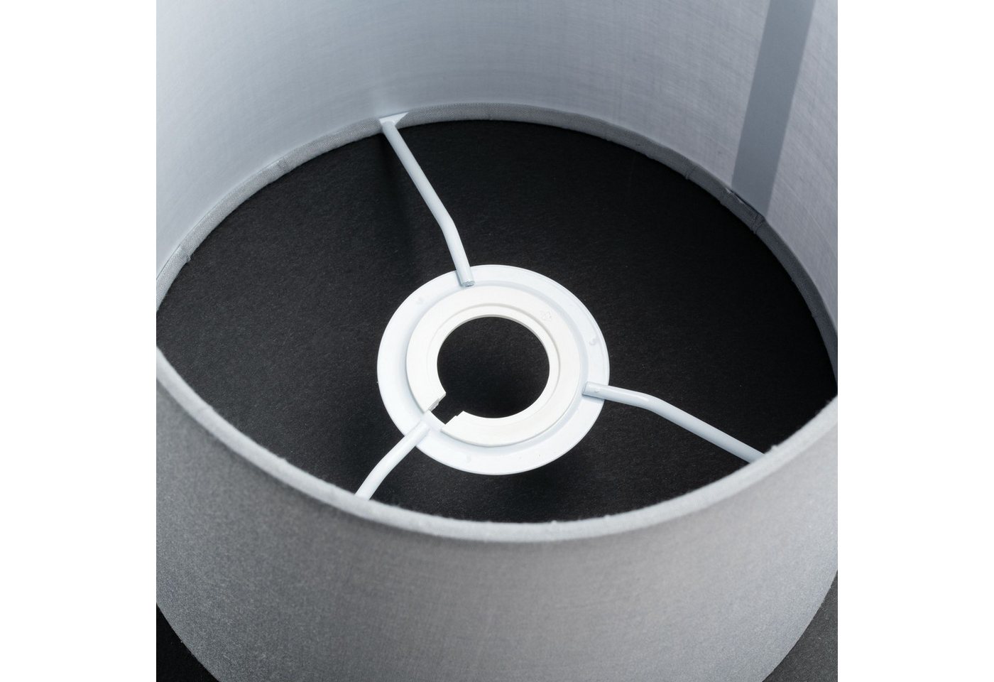 Orion Leuchten Lampenschirm Lampenschirm Ø 20 cm Stoff E27/E14 rund Grau – Bild 2 von 5