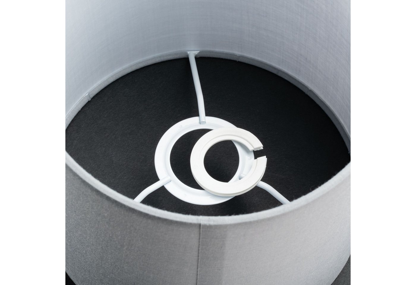 Orion Leuchten Lampenschirm Lampenschirm Ø 20 cm Stoff E27/E14 rund Grau – Bild 3 von 5