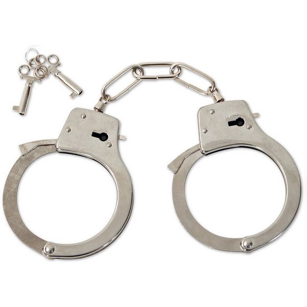 Orlob Polizei-Kostüm Metall Handschellen mit 2 Schlüssel Polizei Halloween Karneval, 100% Metall
